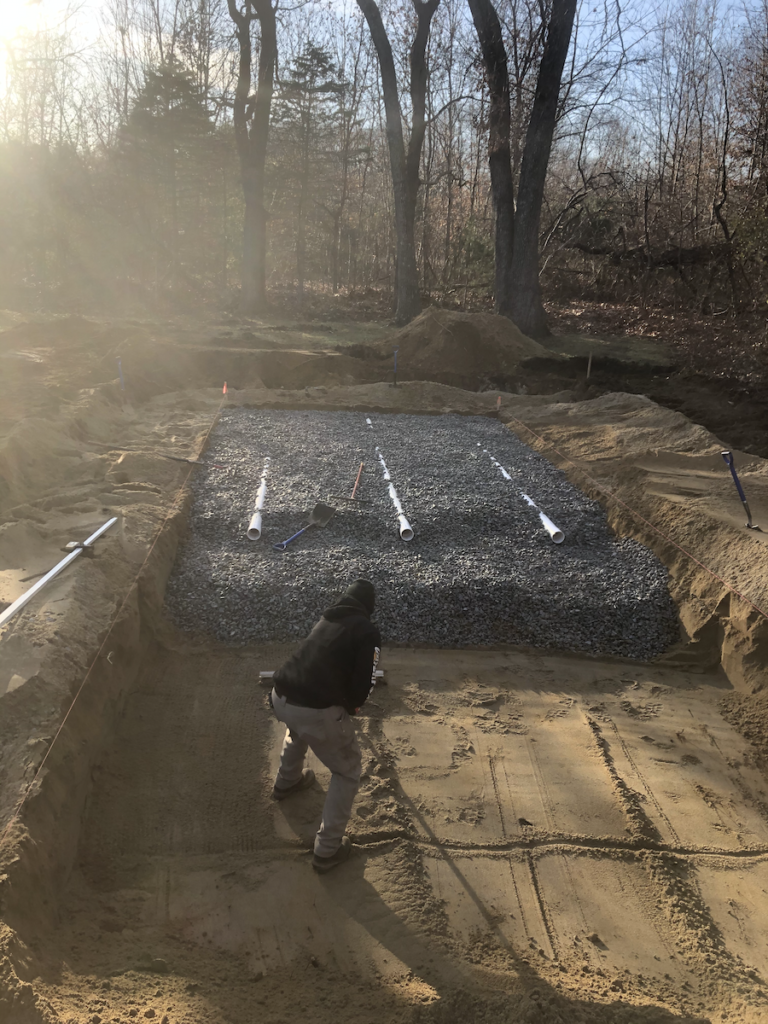 leaching bed installation by EmRay Excavating in Concord MA